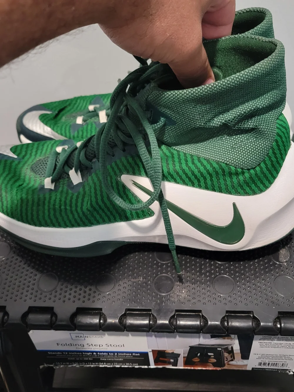 Nike Zoom Clear Out  Green Silver White High Top Men's Basketball Shoes Sz 7.5